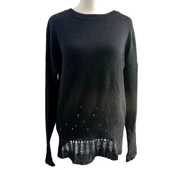 Skull Cashmere Black Sz Small Edgy 100% Cashmere Sweater Designer Luxe Knit - Picture 1 of 6